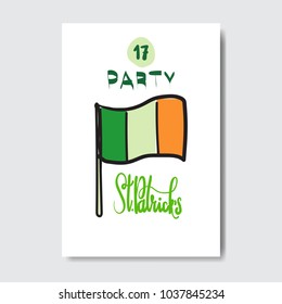 Happy Saint Patrick Day Background With Irish Flag Greeting Card Design Vector Illustration