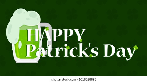 Happy Saint Patrick day banner in flat style vector