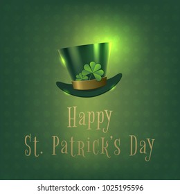 Happy saint Patrick day banner with green hat. Vector illustration