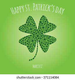 Happy Saint Patrick day card. Clover vector background
