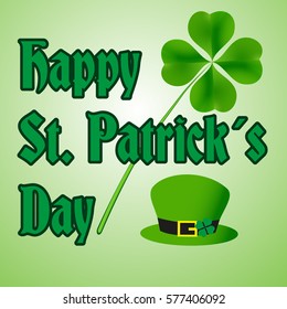 happy saint patrick day with hat and clover eps10