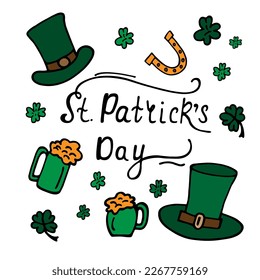 Happy Saint Patrick Day Lettering decoration. Patricks Day lettering vector design