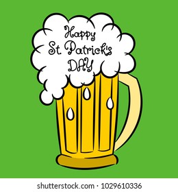 Happy Saint Patrick day mug beer isolated on green