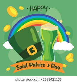 Happy saint patrick day poster Vector illustration