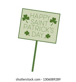 happy saint patrick day with tag wood isolated icon