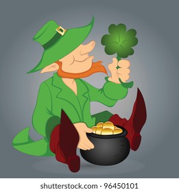 Happy Saint Patrick Leprechaun-St. Patrick's Day Cartoon Vector Illustration