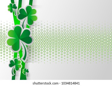 Happy Saint Patrick s Day celebration card with clover leaf. Paper cut