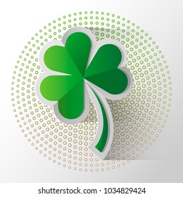 Happy Saint Patrick s Day celebration card with clover leaf. Paper cut