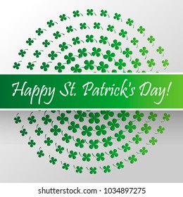 Happy Saint Patrick s Day celebration card with clover leaf. Paper cut