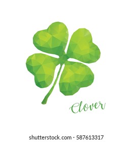 Happy saint patrick s day concept. Low poly clover isolated