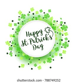 Happy Saint Patrick s Day. Vector card. Green background.