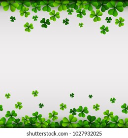 Happy Saint Patricks Day Background with clover leaves