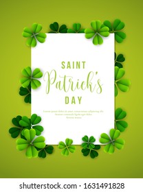Happy Saint Patricks Day Background with clover leaves
