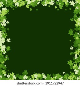 Happy Saint Patrick's day background made of trefoil clover. Stock vector illustration on green background