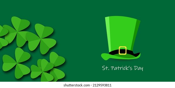 Happy Saint Patrick's Day background with realistic green shamrock leaves, advertisement, banner template. Patrick's Day observes of the death of St. Patrick, the patron saint of Ireland.