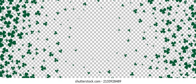Happy Saint Patrick's day background. Green clover leaves on transparent background. Vector illustration