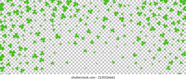 Feliz Día de San Patricio. El trébol verde deja sobre un fondo transparente. Ilustración del vector