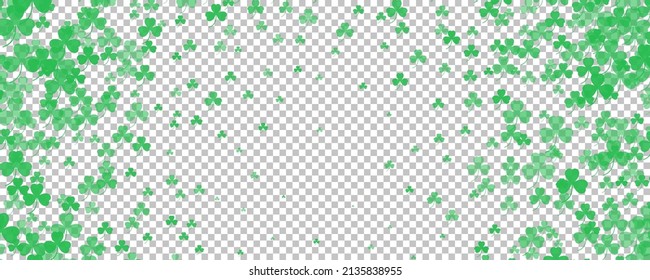 Feliz Día de San Patricio. El trébol verde deja sobre un fondo transparente. Ilustración del vector