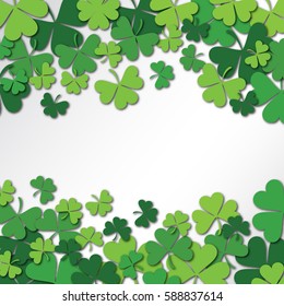 Happy Saint Patrick's Day Background. Clover, shamrock isolated on white background. Vector illustration.