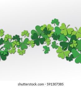 Happy Saint Patrick's Day Background. Clover, shamrock isolated on white background. Vector illustration.