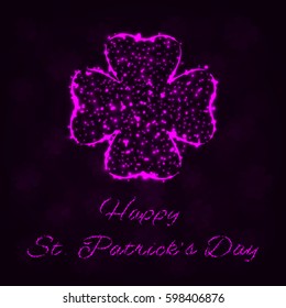Happy Saint Patrick's day background, Lights Silhouette on Dark Background. Glowing Lines and Points