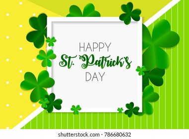 Happy Saint Patricks Day Background with Clover Leaves. Vector Illustration EPS10