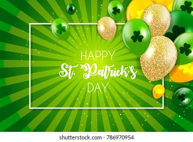 Happy Saint Patricks Day Background with Clover Leaves. Vector Illustration EPS10