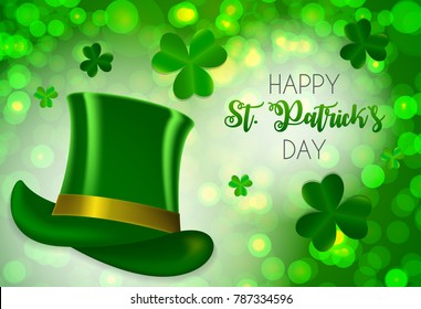 Happy Saint Patricks Day Background with Clover Leaves. Vector Illustration EPS10