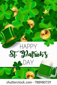 Alles Gute zum St. Patricks Day Hintergrund mit Kleeblatten. Vektorillustration-Illustration EPS10