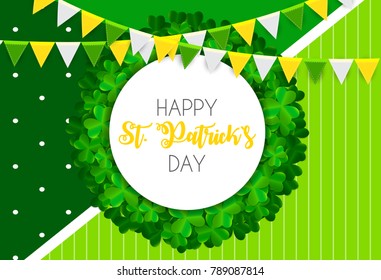 Happy Saint Patricks Day Background with Clover Leaves. Vector Illustration EPS10