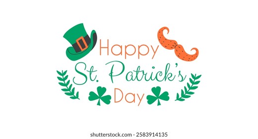 Happy Saint Patrick's Day banner. Festive logo. Vector illustration