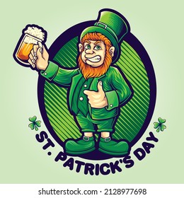 Happy saint patricks day with beer party vector illustrations for your work logo, merchandise t-shirt, stickers and label designs, poster, greeting cards advertising business company or brands