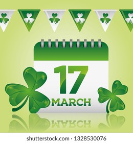 Happy saint patricks day card with planner and clovers vector image digital illustration