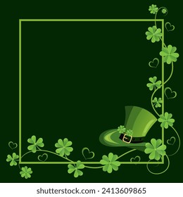 Happy Saint Patricks Day card design with clever leaves. Irish celebration brochure. Beer festival typography flyer. Drawn typography St. Patricks badge, green hat and shamrock