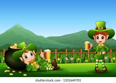 Happy Saint Patrick's day celebration with leprechaun