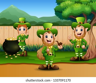 Happy Saint Patricks day celebration with leprechaun group