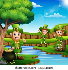 Happy Saint Patricks day celebration with leprechaun