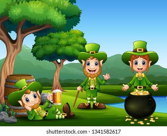 Happy Saint Patricks day celebration with leprechaun