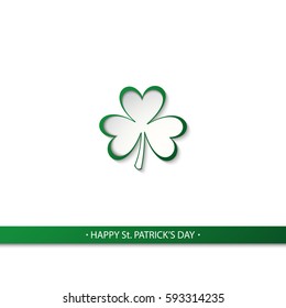 Happy Saint Patrick's Day celebration card with lucky shamrock. Vector illustration.