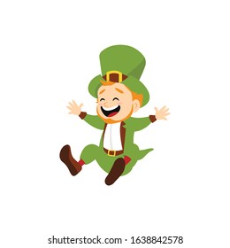 Happy Saint Patrick's Day. Character with green hat. Cartoon funny leprechaun. Vector illustration