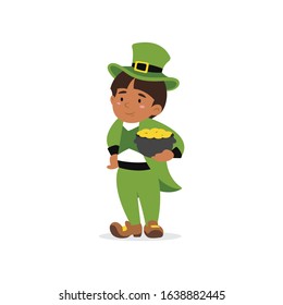 Happy Saint Patrick's Day. Character with green hat. Cartoon funny leprechaun. Vector illustration