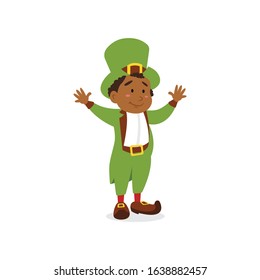 Happy Saint Patrick's Day. Character with green hat. Cartoon funny leprechaun. Vector illustration