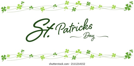 Happy Saint Patrick's day with clover leave or green shamrock on white background for banner, logo website, and card. Irish celebration and festival. 