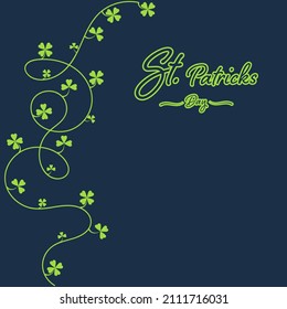 Happy Saint Patrick's day with clover leave or green shamrock on blue background for banner, logo website, and card. Irish celebration and festival. 