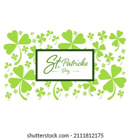 Happy Saint Patrick's day with clover leave or green shamrock on white background for banner, logo website, and card. Irish celebration and festival. 