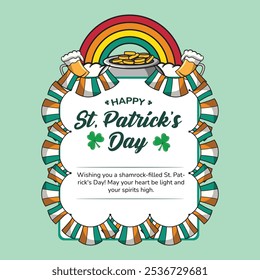 Happy Saint Patrick's Day with Clover Leaf Retro Cartoon Mascot Character Groovy Vintage Style for poster, flyer, brochure, invitation, greeting card, banner, web, sticker