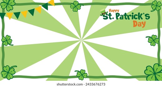 Happy Saint Patrick's Day concept. St. Patrick's day symbols frame border. Greeting card, party invitation template or banner mock up.