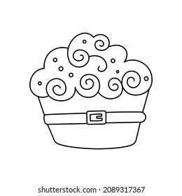 Happy Saint Patricks Day Cupcake. Celebration Cupcakes. Vector Illustration In Doodle Style Isolated On Background. Drawing For Design, Postcard, Decor, Poster, Sticker.