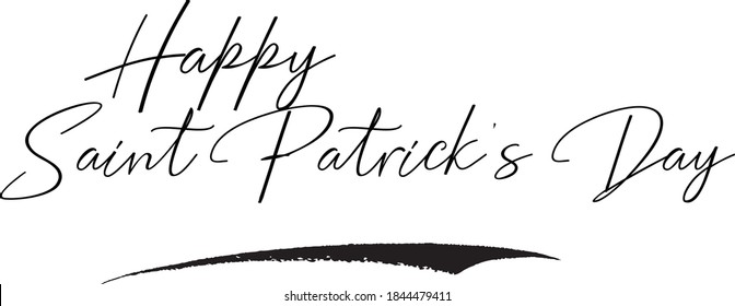 Happy Saint Patrick's Day Cursive Calligraphy Black Color Text On White Background