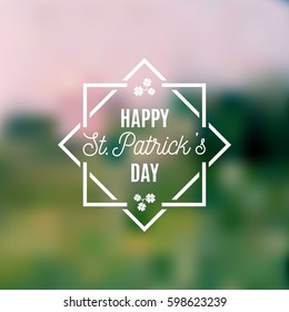 Happy Saint Patrick's Day design poster with square frame isolated on blur background. Vector illustration